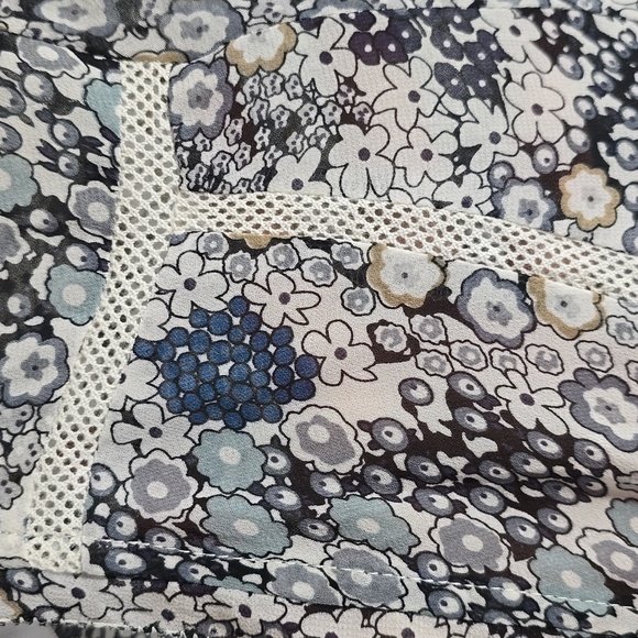 {Suncoo Paris} Blue Floral Print Blouse with Tassle Details - Size XS - Picture 15 of 17